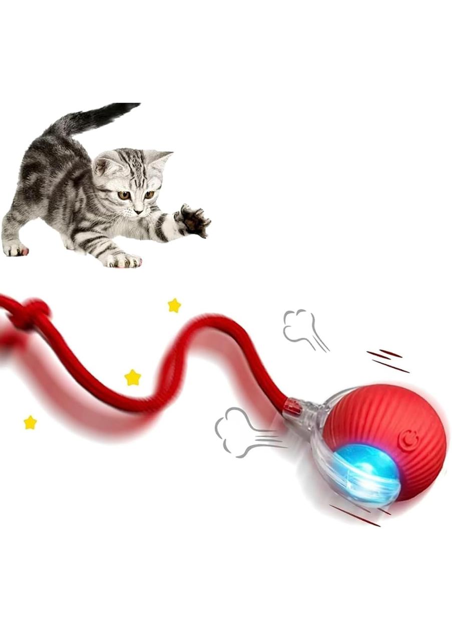 Interactive Cat Toys Ball, Automatic Cat Interactive Toy for Indoor Cats Fast Rolling on Carpet, Chirping & Motion Activate