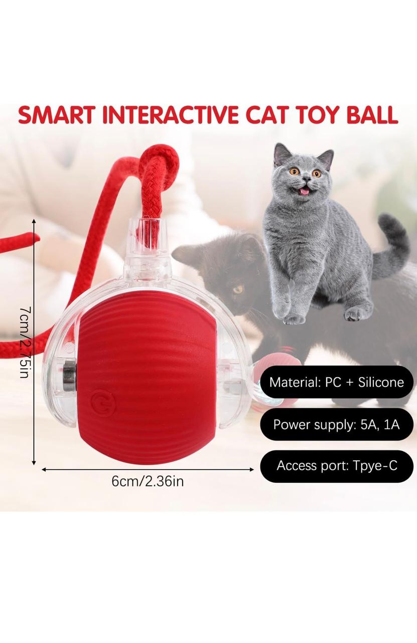 Interactive Cat Toys Ball, Automatic Cat Interactive Toy for Indoor Cats Fast Rolling on Carpet, Chirping & Motion Activate