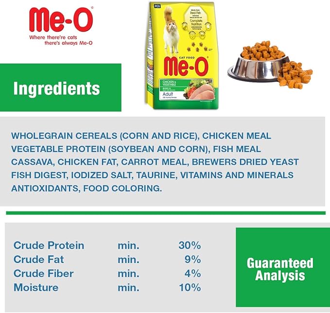 Me-O Adult Cat Food, Chicken and Vegetable, 7 Kg