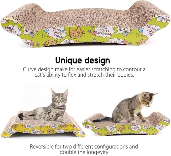 Cat Scratching Board Lounger Sofa Bed, Reversible Pads - Premium Cardboard Construction