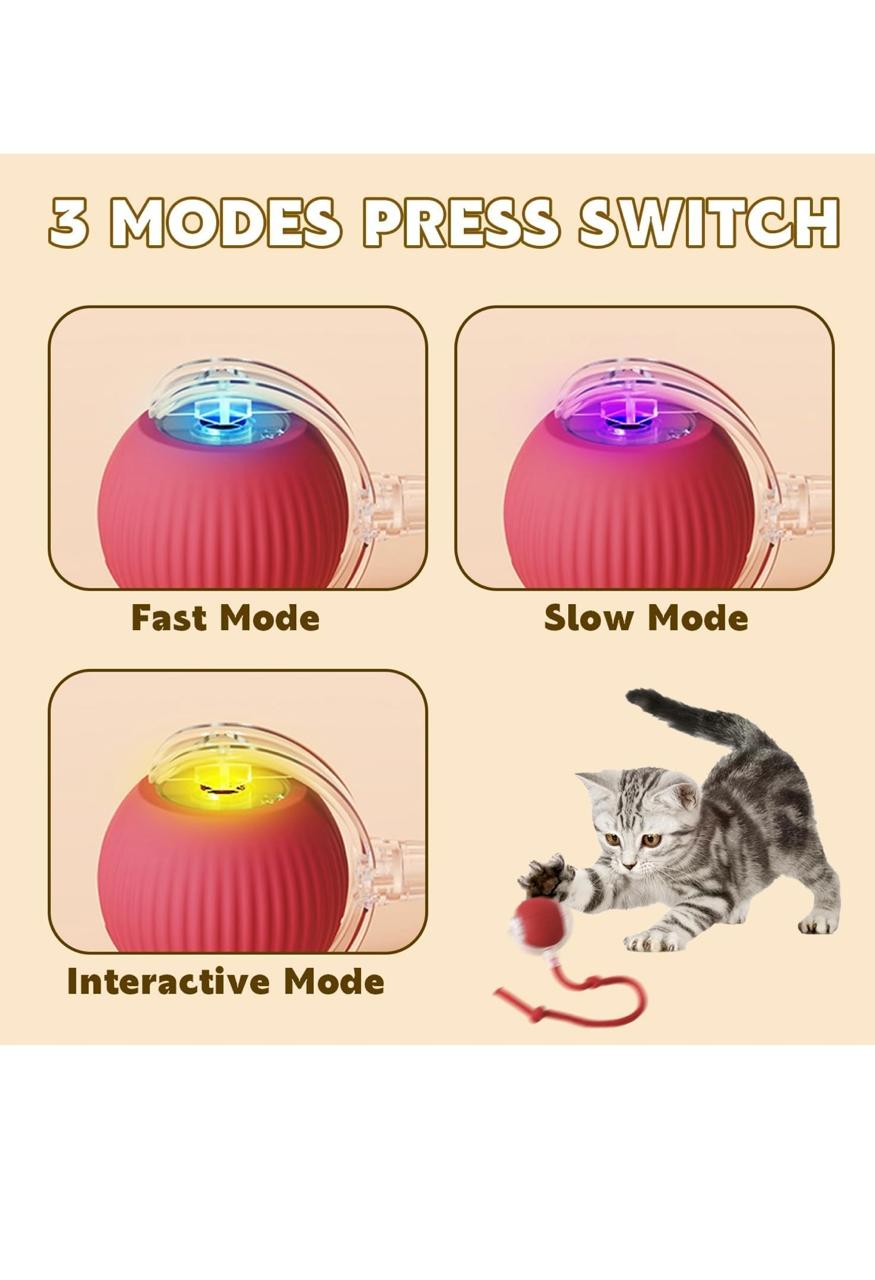 Interactive Cat Toys Ball, Automatic Cat Interactive Toy for Indoor Cats Fast Rolling on Carpet, Chirping & Motion Activate